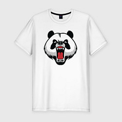 Футболка slim-fit Сердитая панда, цвет: белый
