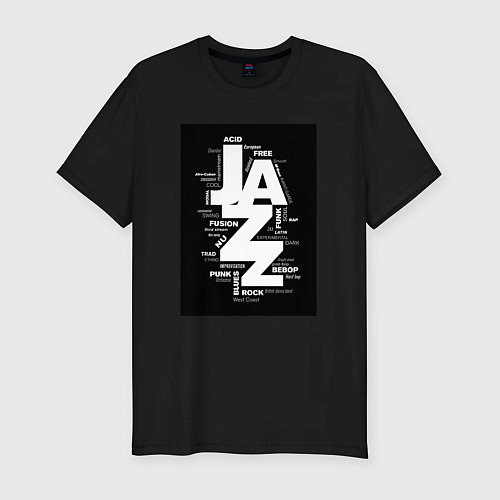 Мужская slim-футболка Джазовые стили / Черный – фото 1
