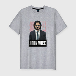 Мужская slim-футболка Джон Уик в черных очках
