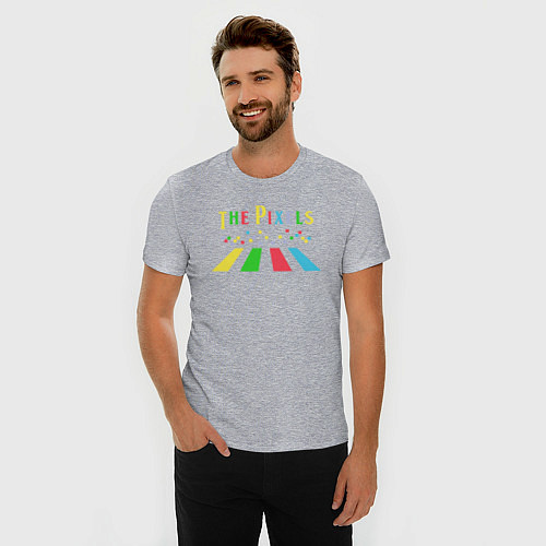 Мужская slim-футболка The pixels / Меланж – фото 3