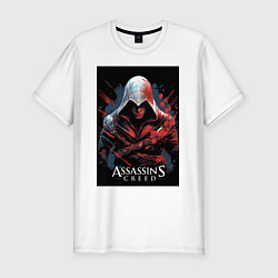 Футболка slim-fit Assassins creed красные пятна, цвет: белый