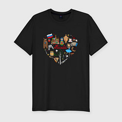 Футболка slim-fit Россия турист, цвет: черный