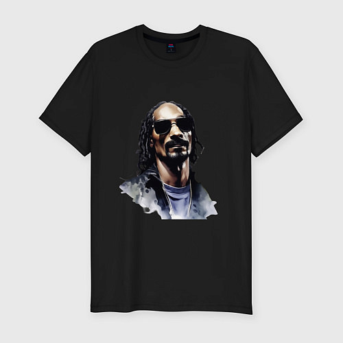 Мужская slim-футболка Snoop dog / Черный – фото 1
