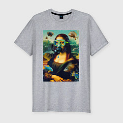 Мужская slim-футболка Мона Лиза под водой - нейросеть