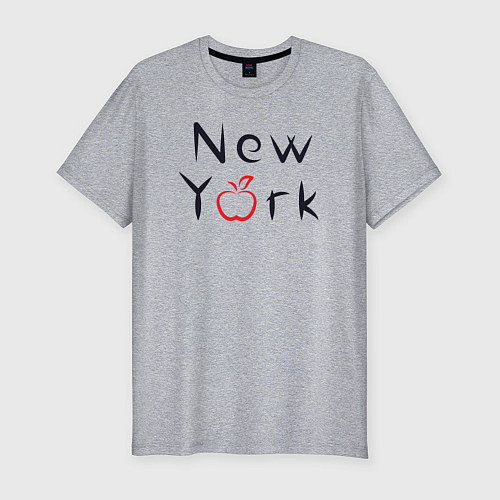 Мужская slim-футболка New York apple / Меланж – фото 1