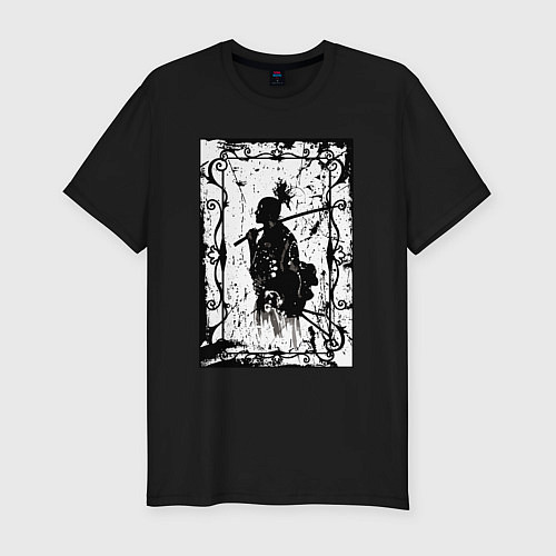 Мужская slim-футболка Воин с катаной / Черный – фото 1