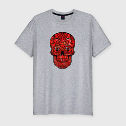 Мужская slim-футболка Red decorative skull