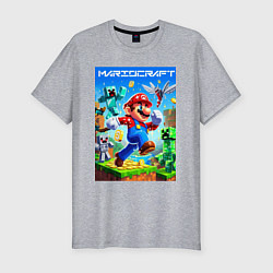 Мужская slim-футболка Mario in Minecraft - ai art collaboration