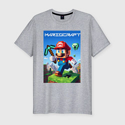 Футболка slim-fit Minecraft and Mario - ai art collaboration, цвет: меланж