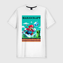 Мужская slim-футболка Mario and Minecraft - collaboration pixel art