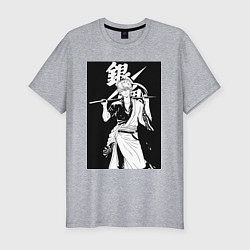 Мужская slim-футболка Гинтама Самурай
