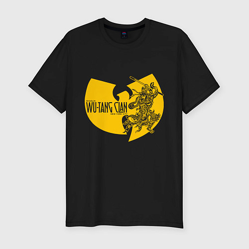 Мужская slim-футболка Wu shaolin logo / Черный – фото 1