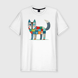 Футболка slim-fit Funny fox - patchwork ai art, цвет: белый