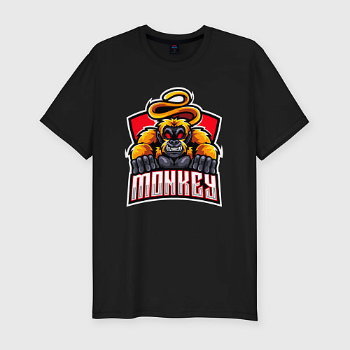 Мужская slim-футболка Monkey team / Черный – фото 1