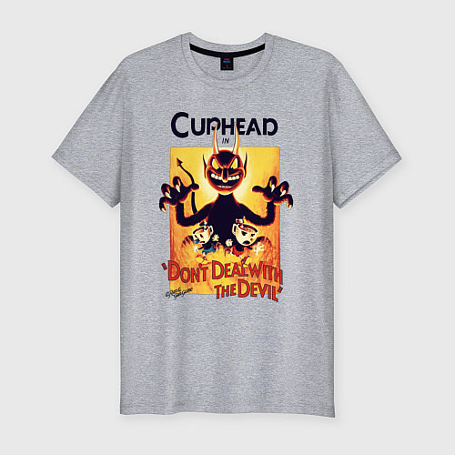 Мужская slim-футболка Капхед - дьявол / Меланж – фото 1