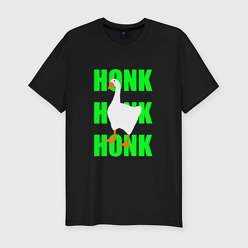 Мужская slim-футболка Untitled goose game green / Черный – фото 1