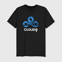 Мужская slim-футболка Cloud9 - blue cloud logo