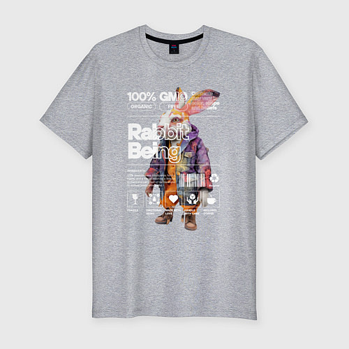Мужская slim-футболка Будь как кролик / Меланж – фото 1