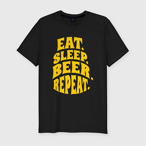 Мужская slim-футболка Еда сон пивко / Черный – фото 1