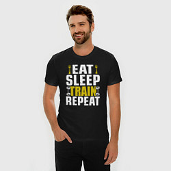 Футболка slim-fit Eat sleep train, цвет: черный — фото 2