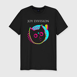 Мужская slim-футболка Joy Division rock star cat