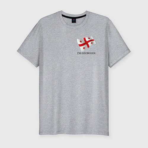 Мужская slim-футболка Im Georgian - motto / Меланж – фото 1