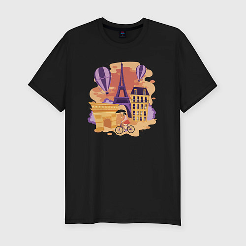 Мужская slim-футболка Мой любимый Париж / Черный – фото 1