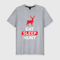 Мужская slim-футболка Есть спать охотиться на оленей