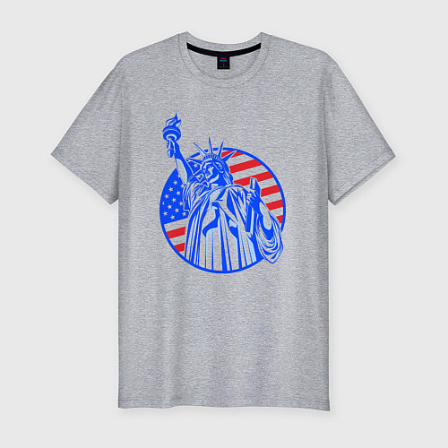 Мужская slim-футболка USA statue of liberty / Меланж – фото 1