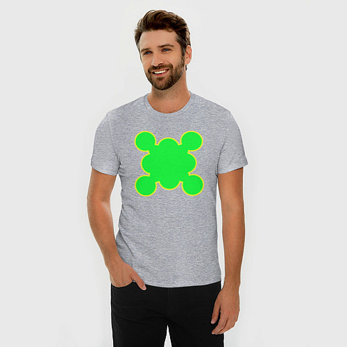 Мужская slim-футболка Салатовая фигура с контуром / Меланж – фото 3