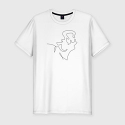 Мужская slim-футболка Бегемот line art