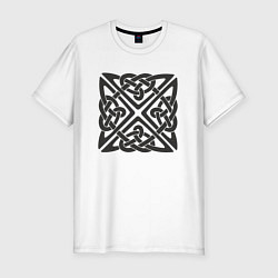 Футболка slim-fit Квадратный кельтский черный узор, цвет: белый