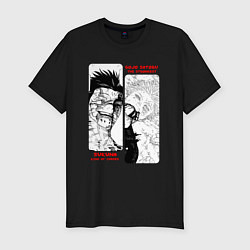 Футболка slim-fit Сукуна и Годжо - Магическая битва, цвет: черный
