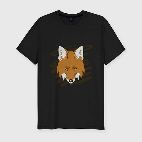 Мужская slim-футболка Стилизованная морда лисы / Черный – фото 1