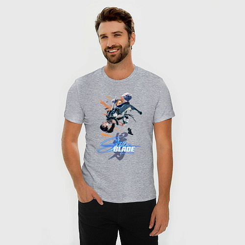 Мужская slim-футболка Ева из stellar blade / Меланж – фото 3