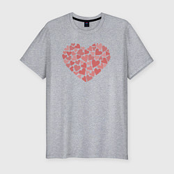Мужская slim-футболка Hearts love