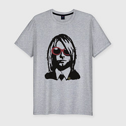 Футболка slim-fit Kurt Cobain Nirvana portrait, цвет: меланж