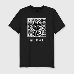 Мужская slim-футболка QR-кот