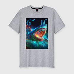 Футболка slim-fit Great white space shark - ai art, цвет: меланж