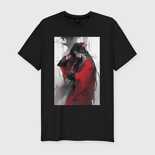 Мужская slim-футболка Чэн Хуа Собиратель цветов под кровавым дождем / Черный – фото 1