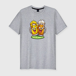 Футболка slim-fit Две весёлые кружки, цвет: меланж