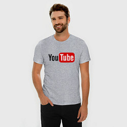 Футболка slim-fit You tube logo, цвет: меланж — фото 2