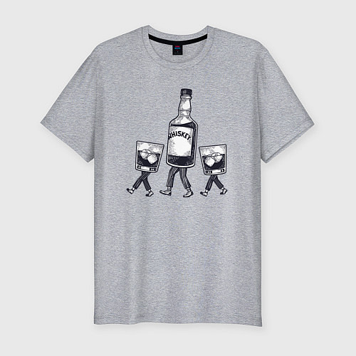 Мужская slim-футболка Виски человечки / Меланж – фото 1