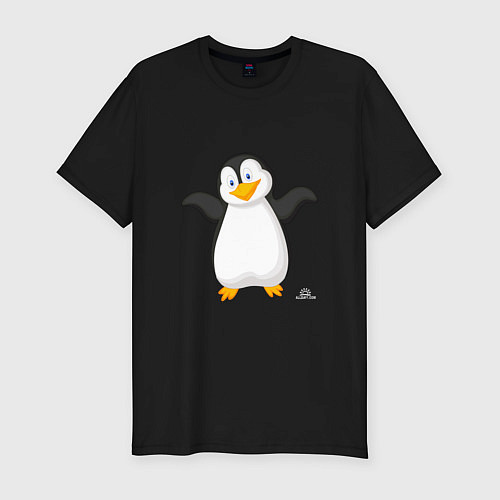 Мужская slim-футболка Веселый пингвин красивый / Черный – фото 1