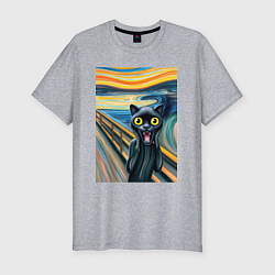 Мужская slim-футболка Пантера кричит - мем нейросеть