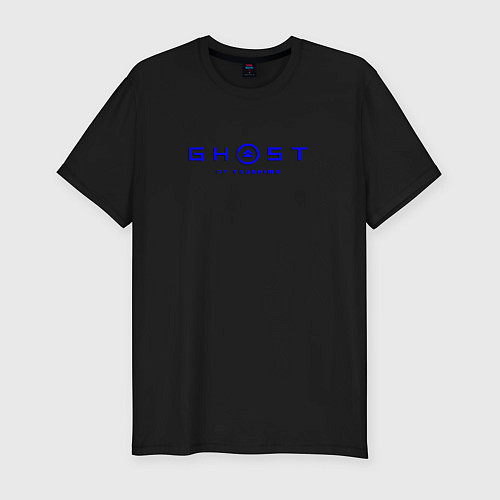Мужская slim-футболка Ghost of tsushima blue logo / Черный – фото 1