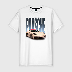 Футболка slim-fit Porsche 911 Turbo винтажный немецкий автомобиль, цвет: белый