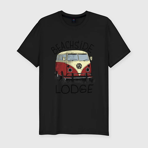 Мужская slim-футболка Beachside lodge / Черный – фото 1