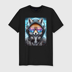 Футболка slim-fit Urban fox - ai art, цвет: черный