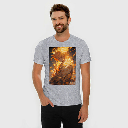 Мужская slim-футболка Клинок, рассекающий демонов Дзэнъицу Агацума / Меланж – фото 3